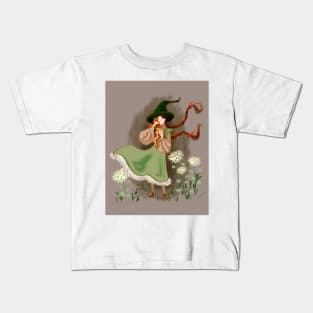 Woodland Witch with foxes Kids T-Shirt